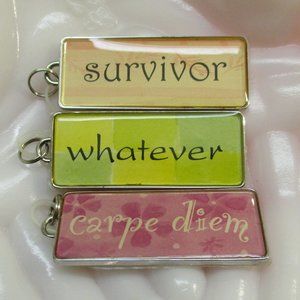 GANZ Word Charms Pendants Tags 3 Piece Lot NOS